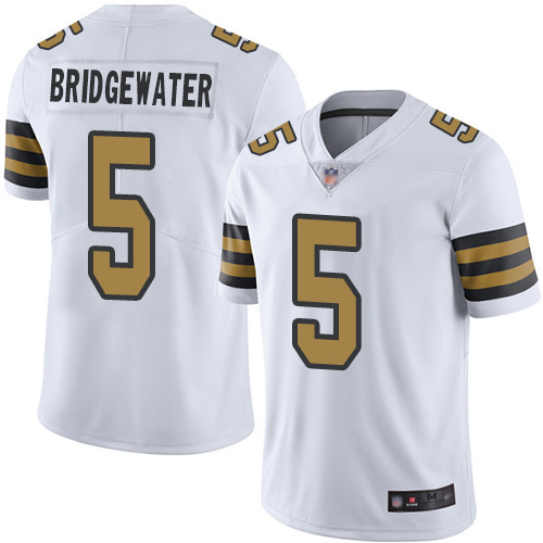 Saints #5 Teddy Bridgewater White Men's Stitched Football Limited Rush Jersey