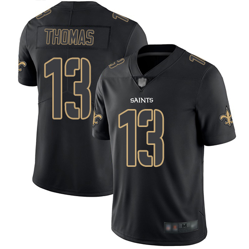 Saints #13 Michael Thomas Black Men's Stitched Football Limited Rush Impact Jersey