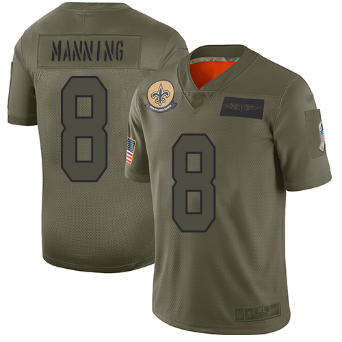 Saints #8 Archie Manning Camo Men's Stitched Football Limited 2019 Salute To Service Jersey