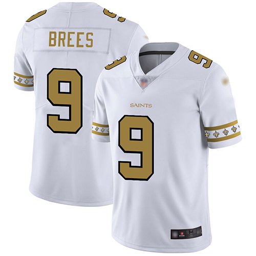 Saints #9 Drew Brees White Men's Stitched Football Limited Team Logo Fashion Jersey - Click Image to Close