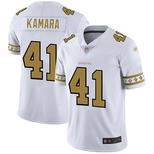 Saints #41 Alvin Kamara White Men's Stitched Football Limited Team Logo Fashion Jersey