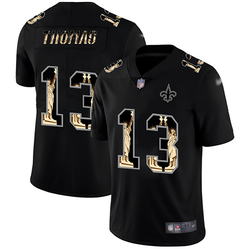 Saints #13 Michael Thomas Black Men's Stitched Football Limited Statue of Liberty Jersey