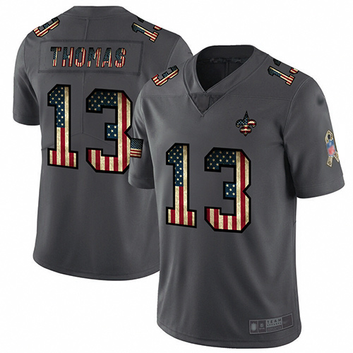 Saints #13 Michael Thomas Carbon Black Men's Stitched Football Limited Retro Flag Jersey - Click Image to Close