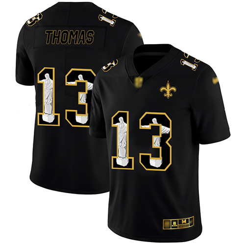 Saints #13 Michael Thomas Black Men's Stitched Football Limited Jesus Faith Jersey