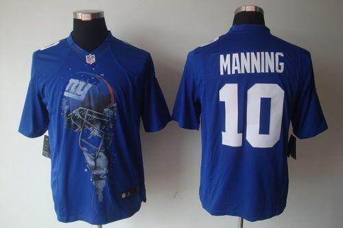 Nike Giants #10 Eli Manning Royal Blue Team Color Men's Stitched NFL Helmet Tri-Blend Limited Jersey