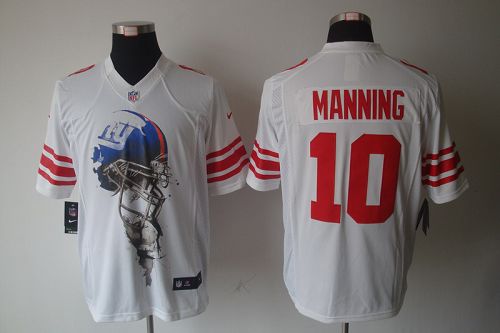 Nike Giants #10 Eli Manning White Men's Stitched NFL Helmet Tri-Blend Limited Jersey