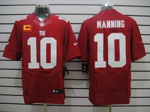 Nike Giants #10 Eli Manning Red Alternate With C Patch Men's Stitched NFL Elite Jersey - Click Image to Close