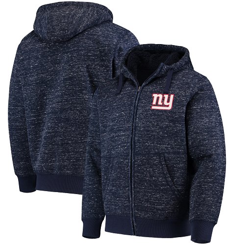 Men's New York Giants G-III Sports by Carl Banks Heathered Navy Discovery Sherpa Full-Zip Jacket - Click Image to Close