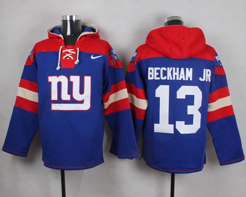 Nike Giants #13 Odell Beckham Jr Royal Blue Player Pullover NFL Hoodie