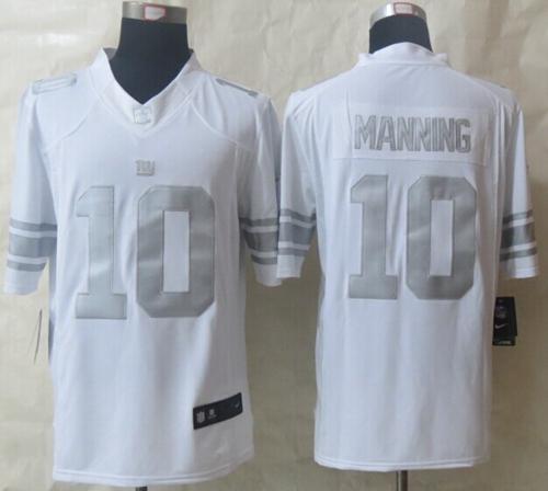 Nike Giants #10 Eli Manning White Men's Stitched NFL Limited Platinum Jersey