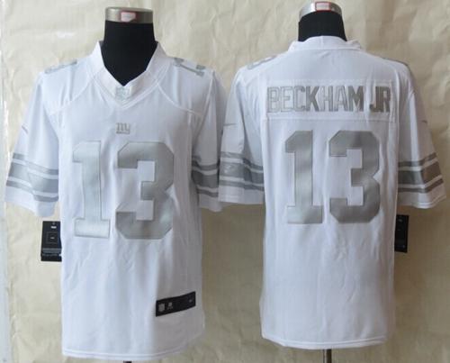 Nike Giants #13 Odell Beckham Jr White Men's Stitched NFL Limited Platinum Jersey