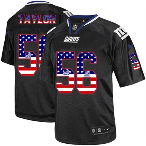 Nike Giants #56 Lawrence Taylor Black Men's Stitched NFL Elite USA Flag Fashion Jersey