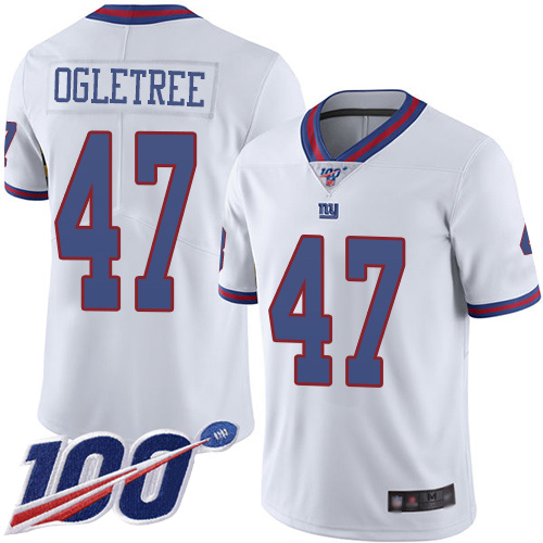 Giants #47 Alec Ogletree White Men's Stitched Football Limited Rush 100th Season Jersey