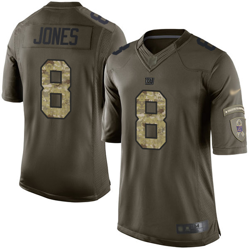 Giants #8 Daniel Jones Green Men's Stitched Football Limited 2015 Salute To Service Jersey - Click Image to Close