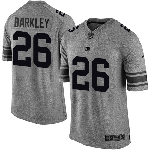 Nike Giants #26 Saquon Barkley Gray Men's Stitched NFL Limited Gridiron Gray Jersey - Click Image to Close