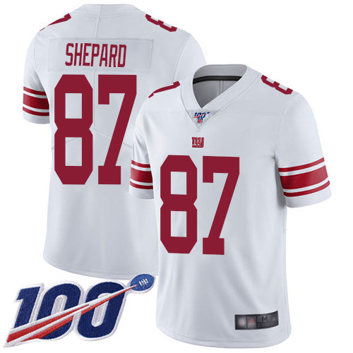 Giants #87 Sterling Shepard White Men's Stitched Football 100th Season Vapor Limited Jersey - Click Image to Close