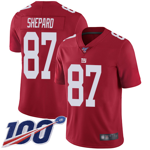 Giants #87 Sterling Shepard Red Alternate Men's Stitched Football 100th Season Vapor Limited Jersey - Click Image to Close