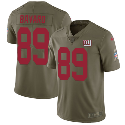 Nike Giants #89 Mark Bavaro Olive Men's Stitched NFL Limited 2017 Salute to Service Jersey - Click Image to Close