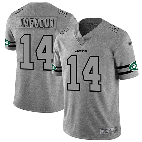 Jets #14 Sam Darnold Gray Men's Stitched Football Limited Team Logo Gridiron Jersey