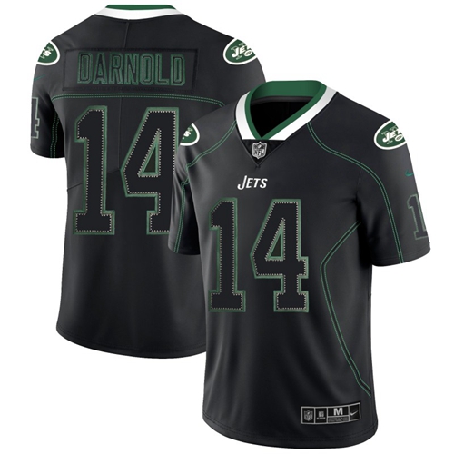 Nike Jets #14 Sam Darnold Lights Out Black Men's Stitched NFL Limited Rush Jersey