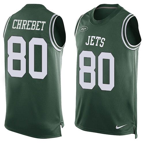 Nike Jets #80 Wayne Chrebet Green Team Color Men's Stitched NFL Limited Tank Top Jersey - Click Image to Close