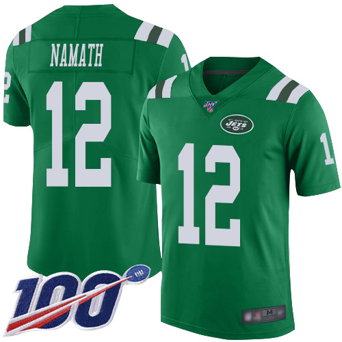 Jets #12 Joe Namath Green Men's Stitched Football Limited Rush 100th Season Jersey