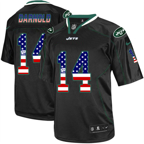 Nike Jets #14 Sam Darnold Black Men's Stitched NFL Elite USA Flag Fashion Jersey