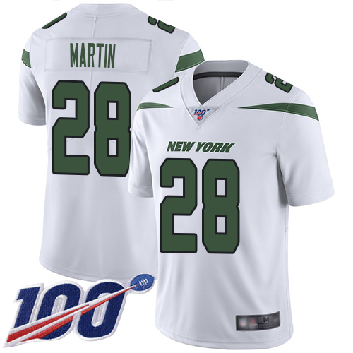 Jets #28 Curtis Martin White Men's Stitched Football 100th Season Vapor Limited Jersey - Click Image to Close