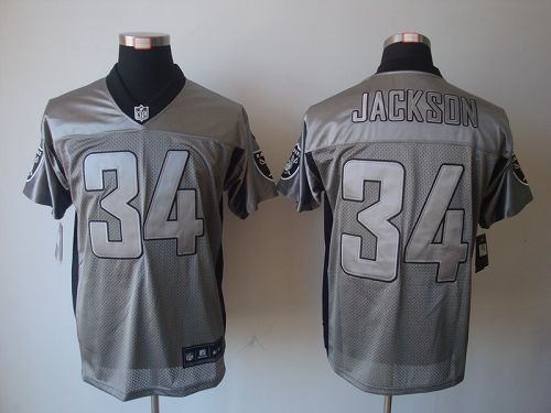 Nike Raiders #34 Bo Jackson Grey Shadow Men's Stitched NFL Elite Jersey