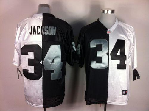 Nike Raiders #34 Bo Jackson White/Black Men's Stitched NFL Elite Split Jersey