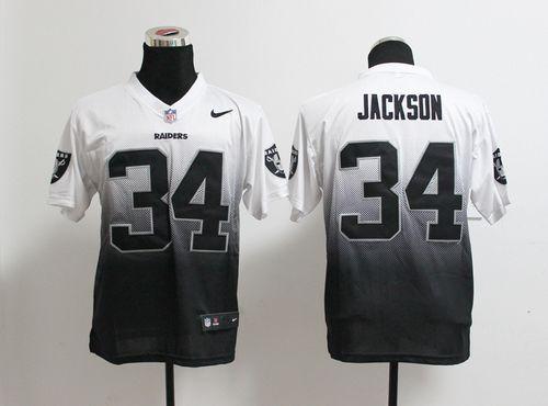 Nike Raiders #34 Bo Jackson White/Black Men's Stitched NFL Elite Fadeaway Fashion Jersey - Click Image to Close