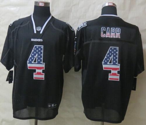 Nike Raiders #4 Derek Carr Black Men's Stitched NFL Elite USA Flag Fashion Jersey