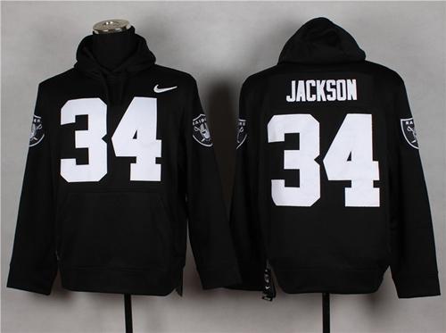 Oakland Raiders #34 Bo Jackson Black Pullover NFL Hoodie