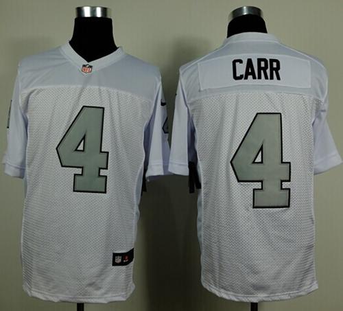 Nike Raiders #4 Derek Carr White Silver No. Men's Stitched NFL Elite Jersey