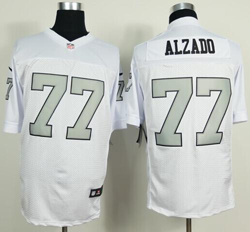 Nike Raiders #77 Lyle Alzado White Silver No. Men's Stitched NFL Elite Jersey