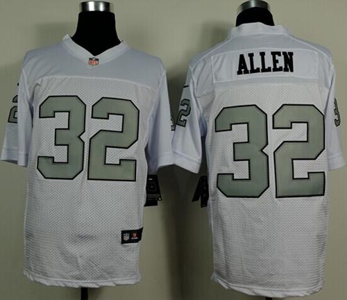 Nike Raiders #32 Marcus Allen White Silver No. Men's Stitched NFL Elite Jersey