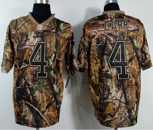 Nike Raiders #4 Derek Carr Camo Men's Stitched NFL Realtree Elite Jersey