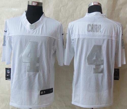 Nike Raiders #4 Derek Carr White Men's Stitched NFL Limited Platinum Jersey