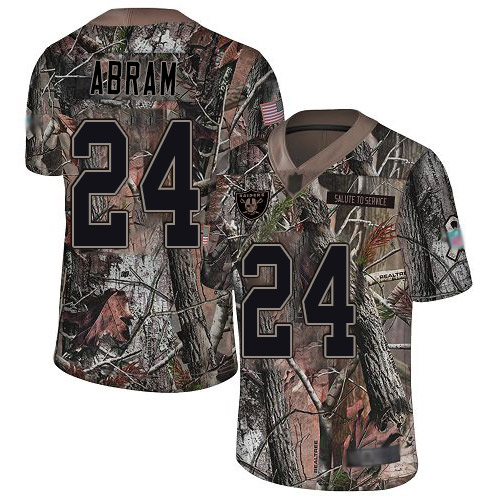 Raiders #24 Johnathan Abram Camo Men's Stitched Football Limited Rush Realtree Jersey - Click Image to Close