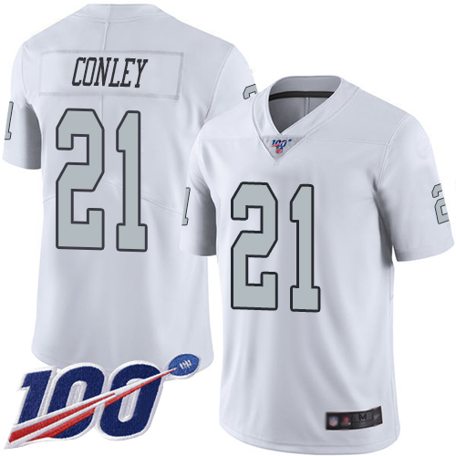 Raiders #21 Gareon Conley White Men's Stitched Football Limited Rush 100th Season Jersey