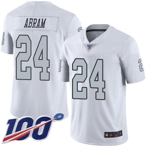 Raiders #24 Johnathan Abram White Men's Stitched Football Limited Rush 100th Season Jersey