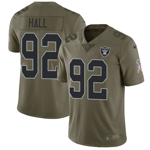 Nike Raiders #92 P.J. Hall Olive Men's Stitched NFL Limited 2017 Salute To Service Jersey