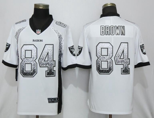 Raiders #84 Antonio Brown White Men's Stitched Football Limited Rush Drift Fashion Jersey - Click Image to Close