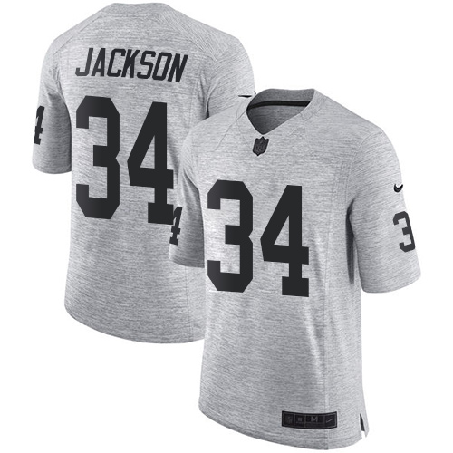 Nike Raiders #34 Bo Jackson Gray Men's Stitched NFL Limited Gridiron Gray II Jersey