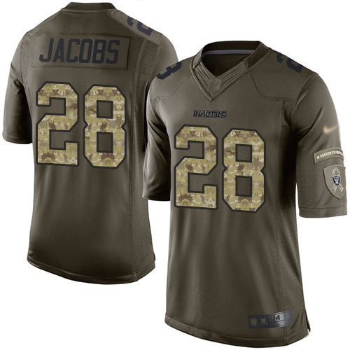 Raiders #28 Josh Jacobs Green Men's Stitched Football Limited 2015 Salute To Service Jersey - Click Image to Close