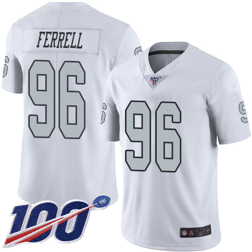 Raiders #96 Clelin Ferrell White Men's Stitched Football Limited Rush 100th Season Jersey - Click Image to Close