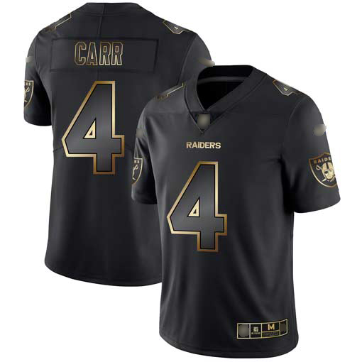 Raiders #4 Derek Carr Black/Gold Men's Stitched Football Vapor Untouchable Limited Jersey - Click Image to Close