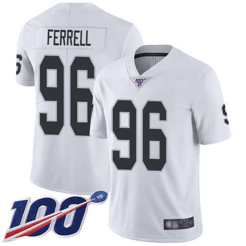 Raiders #96 Clelin Ferrell White Men's Stitched Football 100th Season Vapor Limited Jersey - Click Image to Close