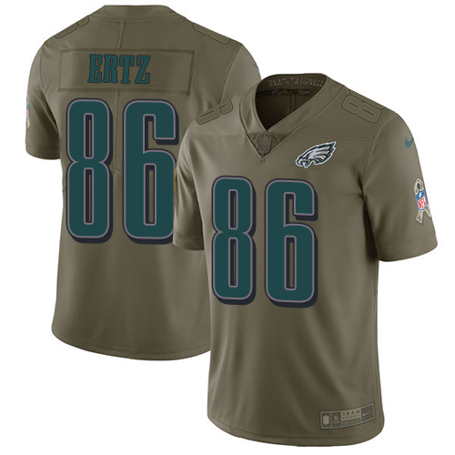 Nike Eagles #86 Zach Ertz Olive Men's Stitched NFL Limited 2017 Salute To Service Jersey