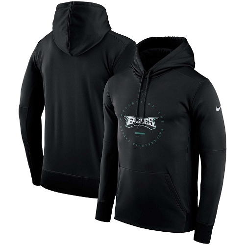 Men's Philadelphia Eagles Nike Black Sideline Property Of Wordmark Logo Performance Pullover Hoodie - Click Image to Close